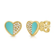 Diana M Jewels 0.11 Cts Diamonds And Turquoise Stud Earrings Size One Size - $6,819.02 MXN