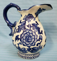 The Bombay Company Cobalt Blue &amp; White Ceramic Creamer Pitcher 6&quot; - £19.94 GBP