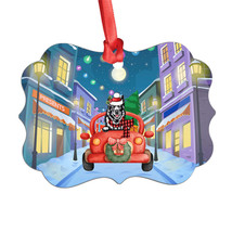 Funny Norwegian Elkhound Dog Riding Red Truck City Light Ornament Christmas Gift - £13.52 GBP