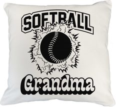 Softball Grandma. Proud Sports Pillow Cover For Grandmother, Grandmom, Mom, Mama - £19.70 GBP+
