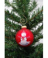 Red Hat Snowman 2-5/8&quot; Red Glass Ball Christmas Ornament - £7.82 GBP