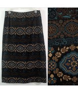 Briggs New York Faux Suede Long Straight Skirt Teal Black Paisley BOHO T... - £11.64 GBP