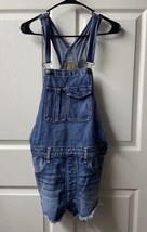 American Eagle Shortalls Womens Medium Blue Raw Hem Front Pockets Denim Med Wash - £15.28 GBP