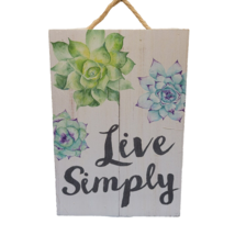 Live Simply Succulent Wall Decor Sign House Plant Garden Wood Box Greenhouse - £14.15 GBP