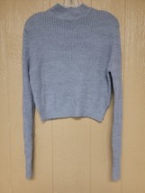 UK2LA Knit Cropped Sweater Womens Gray sz S Mock Neck - £16.73 GBP