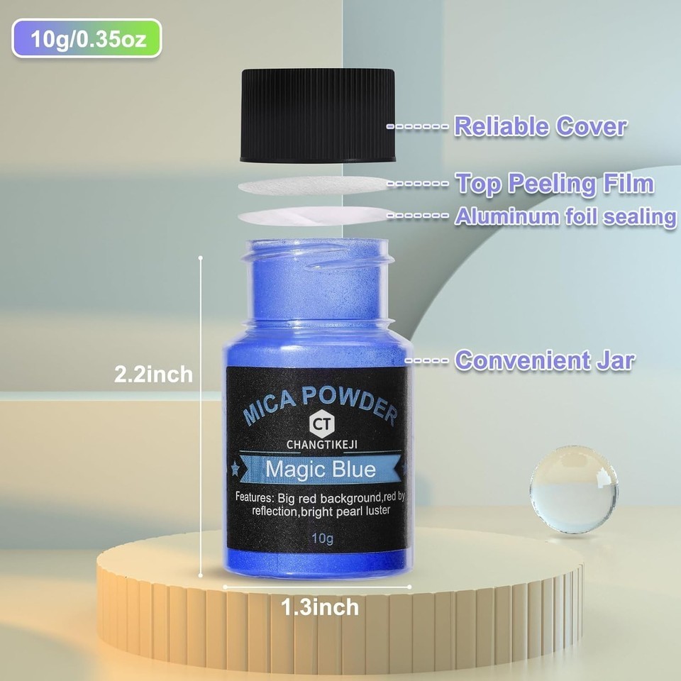 Natural Non-Toxic Mica Powder - 10g Bottles with 81 Color Variety for Crafts Item image 4