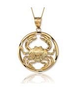 Cancer Zodiac Gold Crab Pendant - Diamond-Cut Round Necklace in 10k &amp; 14k - $482.93 CAD+