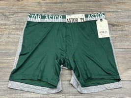 Astor PL Mens 2 Pack Boxer Briefs Underwear Size Large Green &amp; Grey Poly... - £15.56 GBP