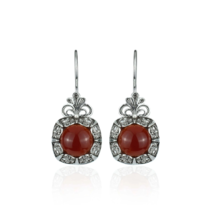 Filigree Art Carnelian Gemstone Women Silver Drop Earrings - £35.45 GBP