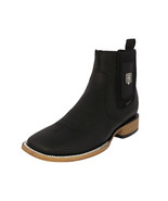 Mens Black Chelsea Boots Solid Leather Formal Cowboy Botas Hombre Vaquero - $89.99