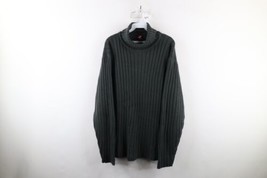 Vintage 90s Streetwear Mens Large Blank Chunky Ribbed Knit Turtleneck Sw... - $59.35