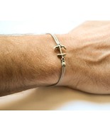 Silver anchor bracelet for men, gray wristband, men&#39;s bracelet - £7.91 GBP+