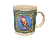 Santa Christmas Coffee Cup Mug Sleigh Spyglass Stocking Xmas List Green Gold - £4.75 GBP
