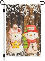 Winter Christmas Garden Yard Flag 12x18 Inch Snowman Couple Snowflakes B... - $9.90