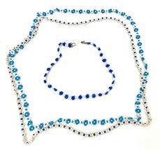 VTG Glass Seed Bead Flower Jewelry Blue White Handmade 1930s Necklaces B... - $42.62 VTG Glass Seed Bead Flower Jewelry Blue White Handmade 1930s Necklaces B... - $42.62