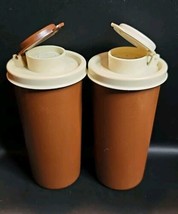 Vintage Tupperware Salt and Pepper Shakers Set Brown and Beige 1329, 624... - $23.76
