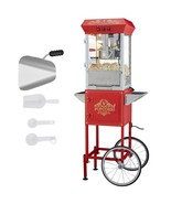 VEVOR Popcorn Popper Machine 8 Oz Popcorn Maker with Cart 850W 48 Cups Red - $396.98