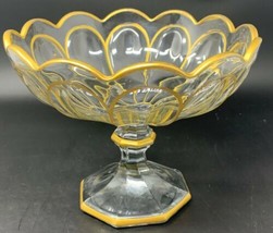 Heisey PURITAN GOLD TRIM 9-1/4&quot; Compote Footed Bowl Colonial 19-2542 - £32.61 GBP