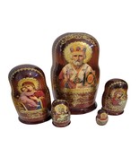 Handmade Russian Nesting Doll Orthodox Icon Religious set of St Nicholas... - $930.21 MXN