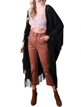 Leto Open Work Frayed Border Bohemian Ruana Wrap Shawl Size One Size - $31.68