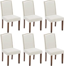 Set Of 6 Dumos Dining Chairs: Kitchen Side Chair For Living Room,, Beige. - £259.28 GBP