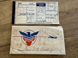 VTG Continental Airlines 1946 Passenger Ticket Coupon Tulsa, OK to Wichita Falls - £19.32 GBP