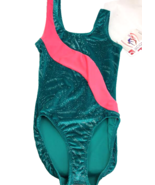 Womens Mondor Teal Velour Sparkly Tank Gymnastics Leotards, Size S, New - €10,59 EUR
