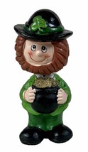 Lucky St Patrick&#39;s Day Irish Leprechaun Hand Painted Bobble Head Resin 4-1/2&quot;T - £7.57 GBP