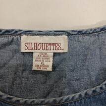 Vintage 90s Silhouettes Chambray  Denim Top Statement Buttons Blue Women's XL  image 3