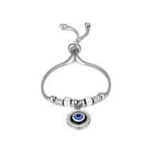 Titanium Steel Blue Eye Turkish Bracelet Chain Adjustable Bracelet Jewelry for W - £11.65 GBP