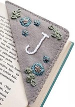 Personalized Hand Embroidered Corner Bookmark Felt Triangle Page Stitched Handma - £9.63 GBP