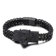 Viking Wolf 12mm Box Pattern Chain Men&#39;s Stainless Steel Bracelet Bangles Jewelr - £19.11 GBP