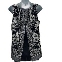 Lex &amp; Madison Womens Size S B&amp;W Abstract Print Blouse Sleeveless Open Back Top - £10.78 GBP