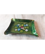 Vintage Green Enameled Rectangular Trinket Dish - $534.77 MXN