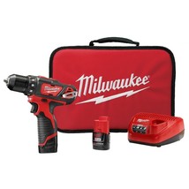 Milwaukee 2407-22 M12 12-Volt Cordless 3/8&quot; Drill/Driver Kit, 0-400/0-1,... - $184.99