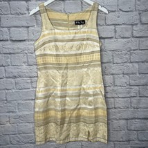 Vintage All That Jazz Striped Beige Yellow Dress Size 7/8 Sheath Sleeveless - $59.35