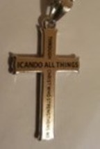 Christian stainless steel  cross scripture necklace  large  thumb200