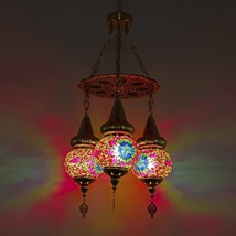 Turkish Mosaic Stained Glass Ceiling Hanging Chandelier Lamp - $160.00