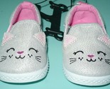 Wonder Nation Girls Slip On Canvas Shoes Gray Kitty Cat Size 4 NEW - $10.98