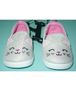 Wonder Nation Girls Slip On Canvas Shoes Gray Kitty Cat Size 4 NEW - £8.64 GBP
