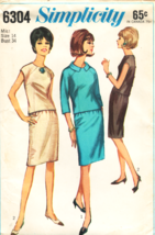 Misses&#39; 2-PIECE DRESS Vintage 1965 Simplicity Pattern 6304 Size 14 - $12.00