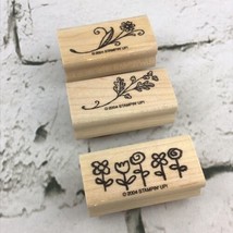 Stampin’ Up! Rubber Stamps Lot Of 3 Floral Doodles Plants Flowers 2004 - $9.89