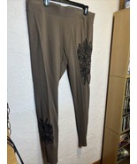 One5one Embroidered Floral Brown Black Pants SZ L - Excellent condition - £13.54 GBP