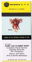 Matchbook Cover Alma Lou Flower Shop Pete &amp; Kathy Drysdale B - £0.55 GBP