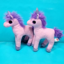 Unicorn Plush Stuffed Animal TY Charming Pink Purple Glitter Paws 8" Lot of 2 - £18.19 GBP