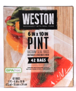 Weston Pint 6 In X 10 In 42 Count Vacuum Seal Bags Keeps Meats &amp; Veggies... - £22.38 GBP