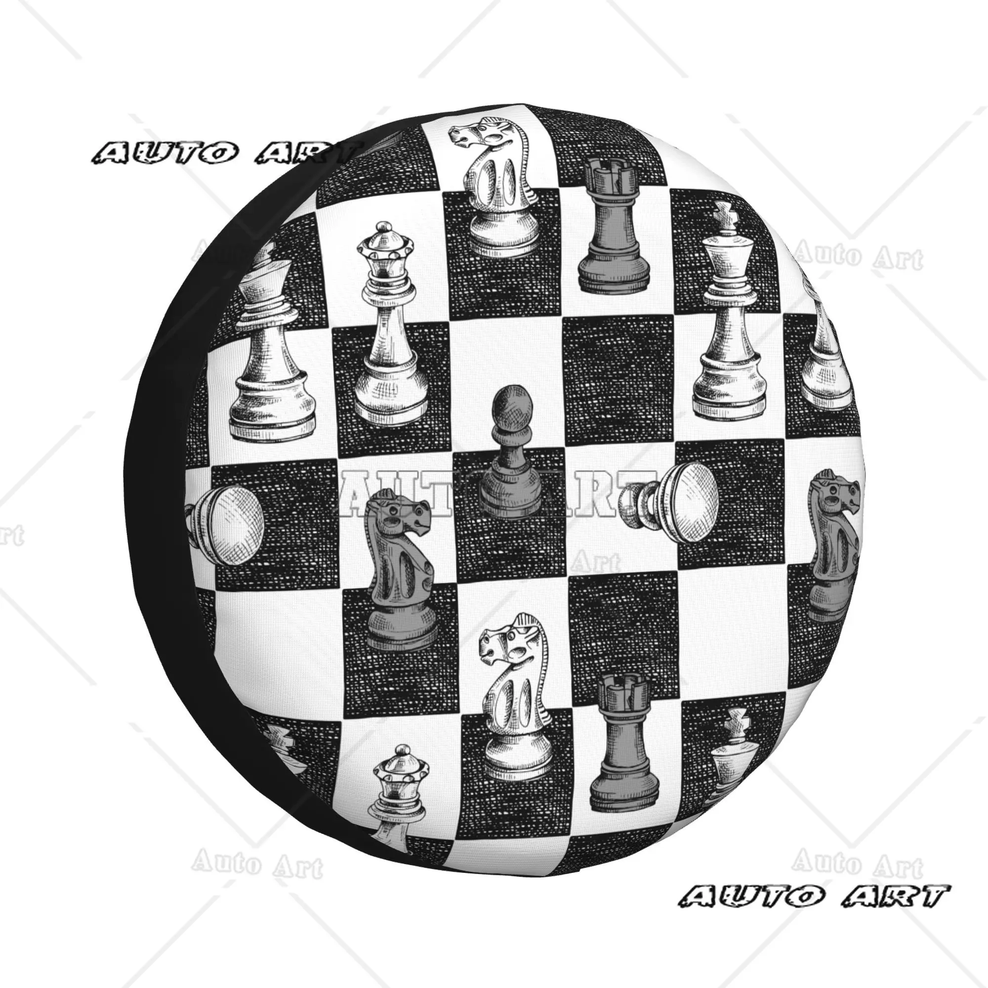 Black and White Board Game Chess Custom Chess Dust-Proof Car Wheel Covers 14&quot; - £13.60 GBP+