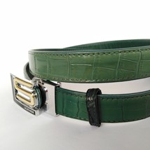 Green Crocodile Skin Pattern Leather Alligator Reptile Attractive Buckle... - $117.59