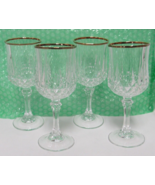 Set of 4 Cristal D&#39;Arques Longchamps Wine Glasses with Gold Trim on Rim - $23.00 CAD