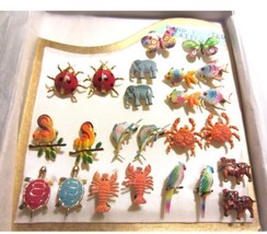 Vintage Hand painted  Scatter Pins birds-crabs-fish-turtles lot of 24 - £54.11 GBP